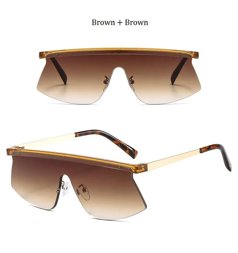 Women's Luxury Vintage Half Frame Purple Rimless Square Sunglasses