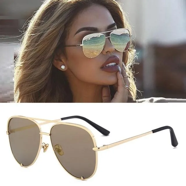 Women's Oversized Pilot Designer Fashion Luxury Shades Sunglasses