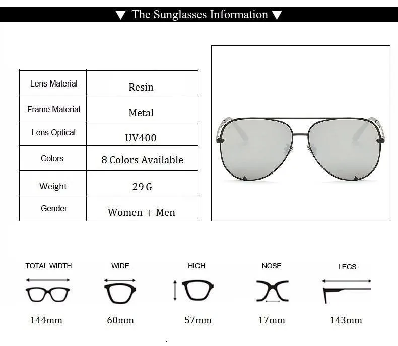 Women's Oversized Pilot Designer Fashion Luxury Shades Sunglasses