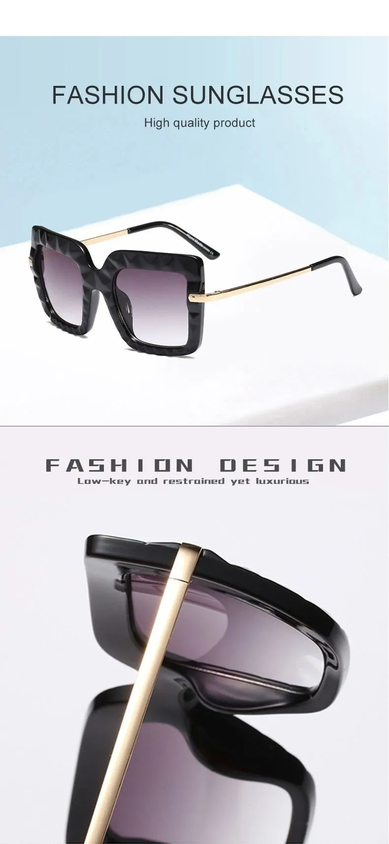 Women's Oversized Square Shades Luxury Sunglasses in Hot Vintage Trends