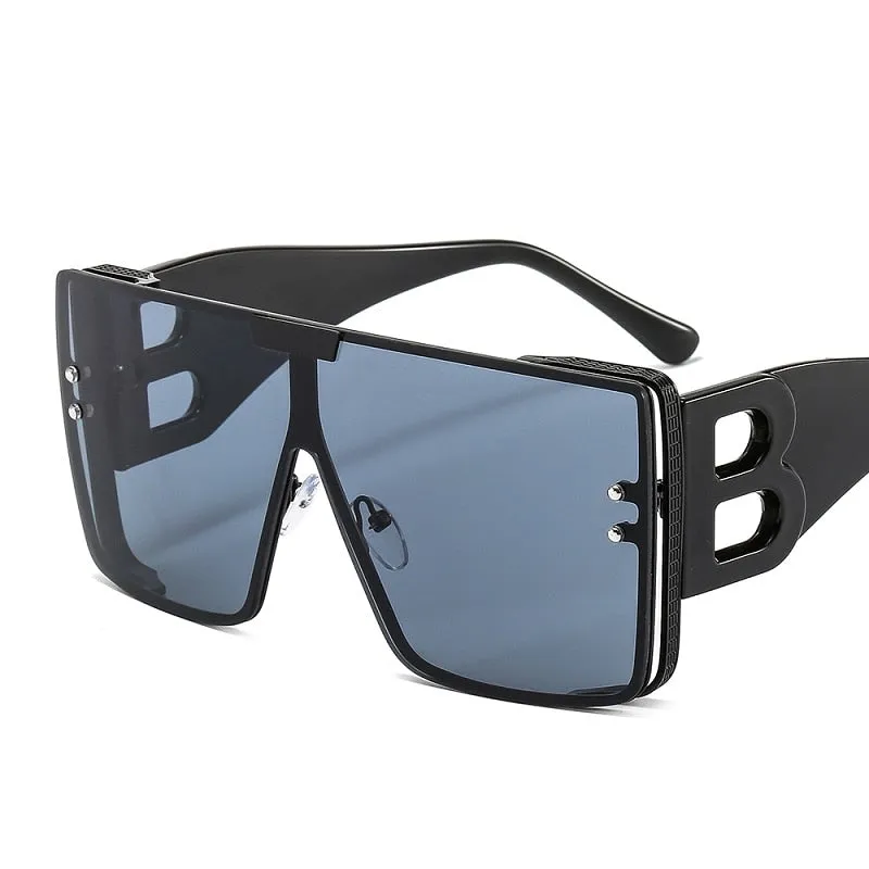 Women's Retro Fashion UV400 Large Frame Square Metal Sunglasses