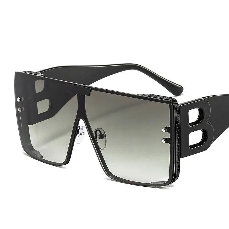 Women's Retro Fashion UV400 Large Frame Square Metal Sunglasses