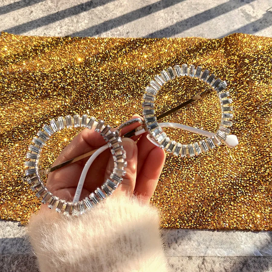 Women's Small Round UV400 Luxury Rhinestone Bling Sunglasses