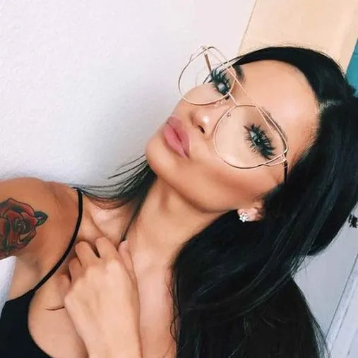 Women's Twin Beam Cat Eye Rose Gold Designer Sunglasses with Mirror Lens