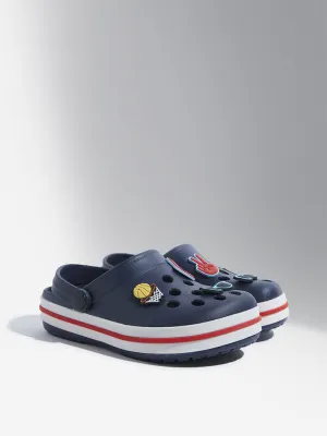 Yellow Navy Applique-Detailed Clogs