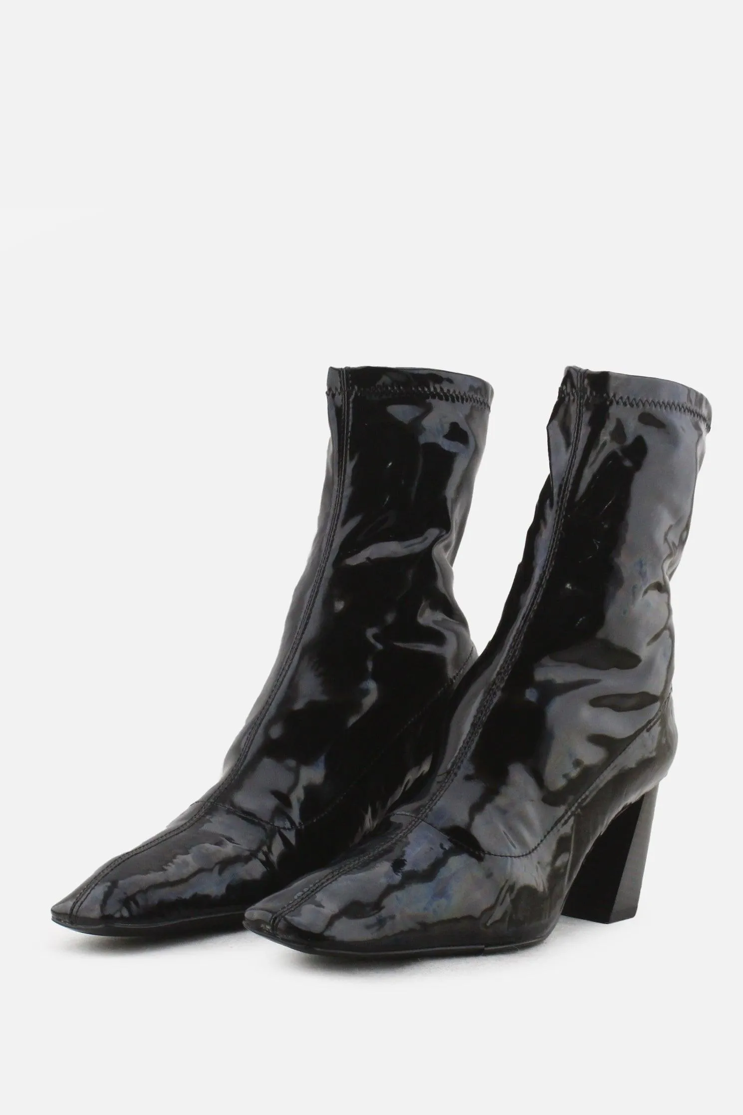 Zara Block Heels Ankle Boots | 100% Synthetic Leather