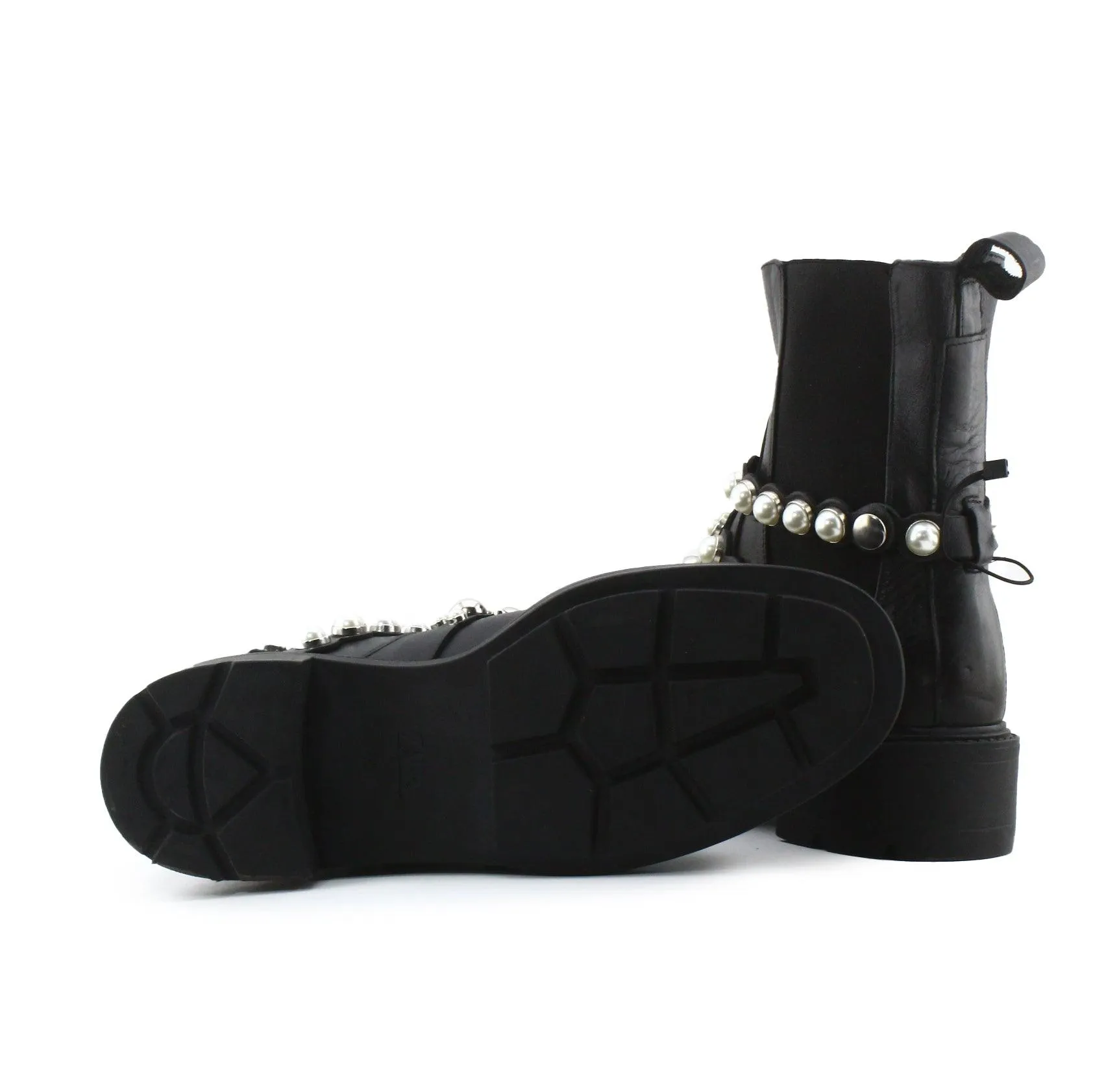 Zara Stretchable Pearl Strapped Ankle Boots | 100% Authentic Leather