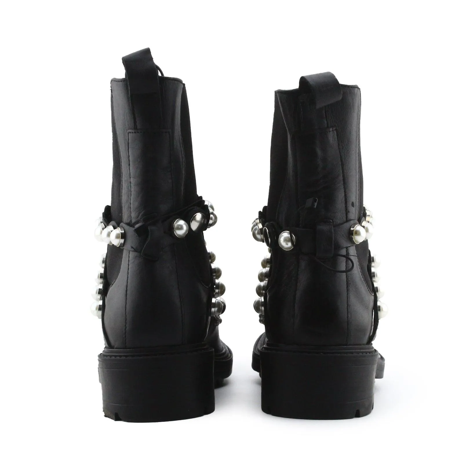 Zara Stretchable Pearl Strapped Ankle Boots | 100% Authentic Leather